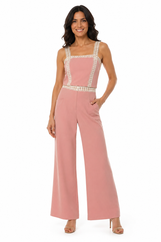 Relaxed Pants With Crochet Insert