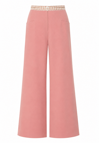 Relaxed Pants With Crochet Insert