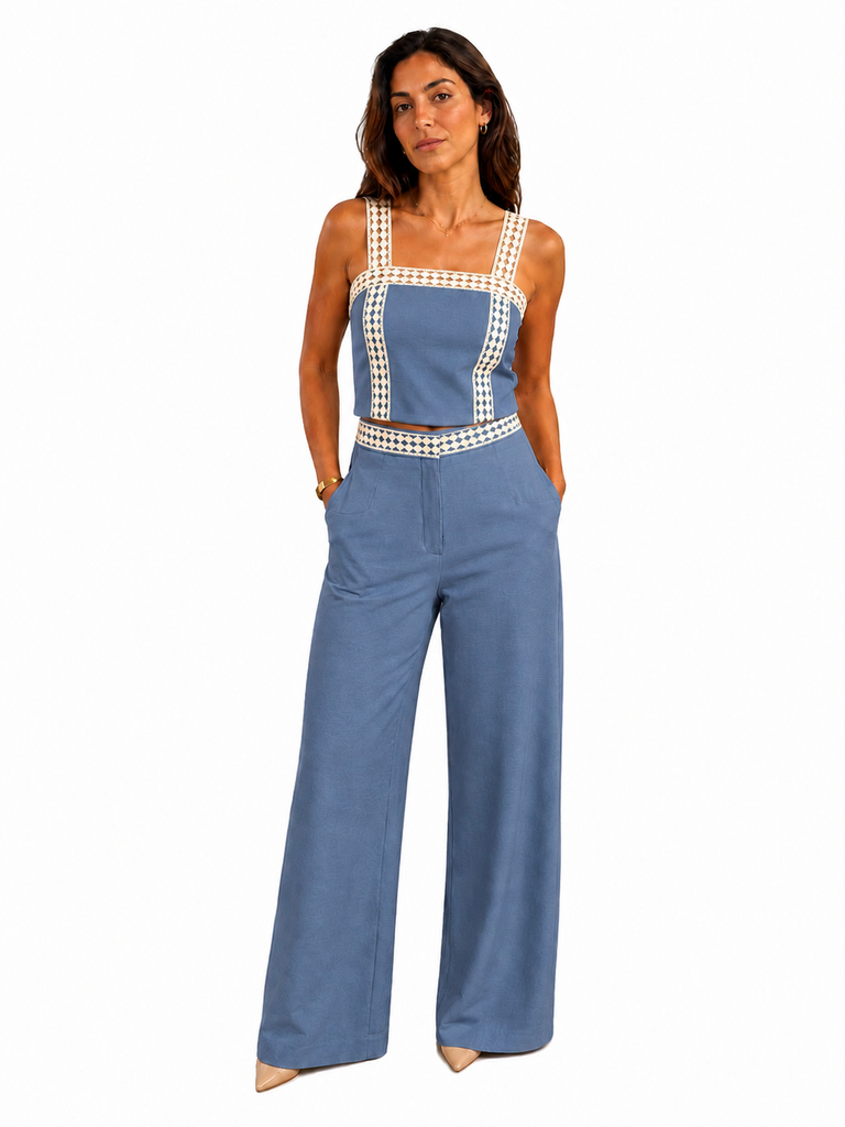 Relaxed Pants With Crochet Insert