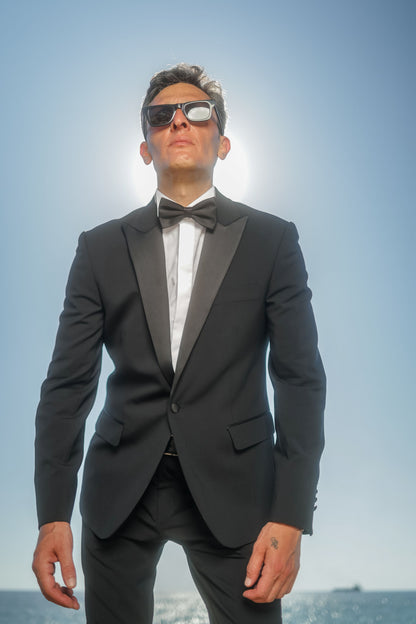 Stretch Wool Tuxedo Blazer Suit Peak Lapel
