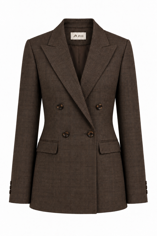 Double Breasted Blazer With Front Flaps