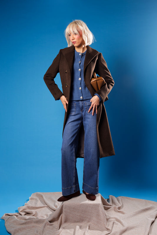 Wide Leg Marine Jeans With Pockets