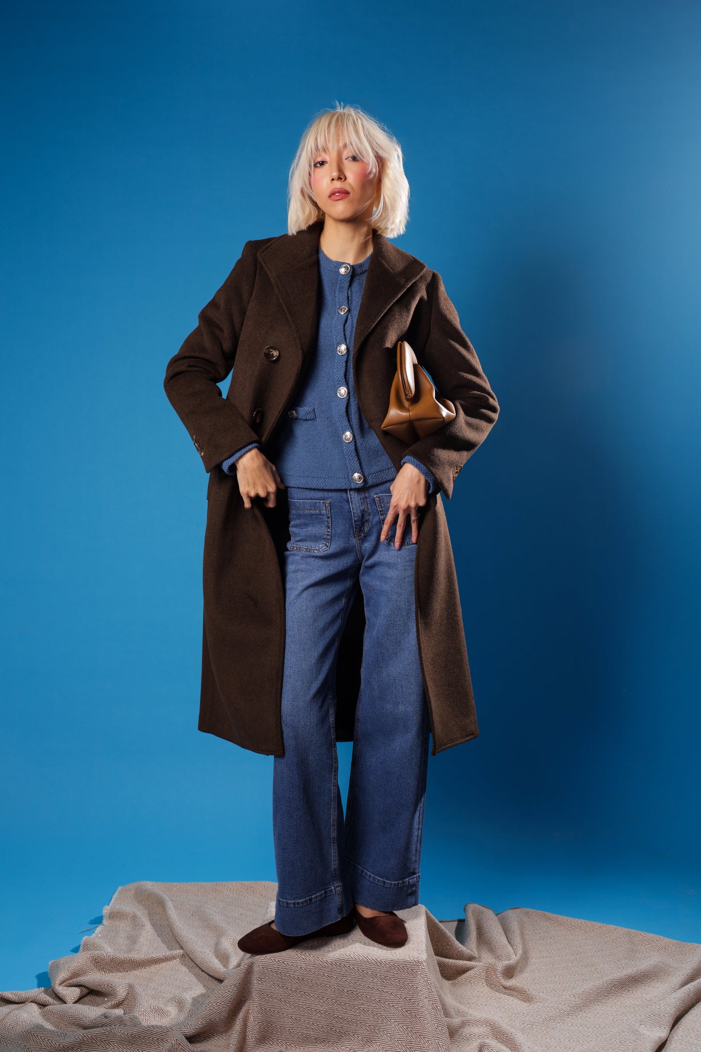 Wide Leg Marine Jeans With Pockets