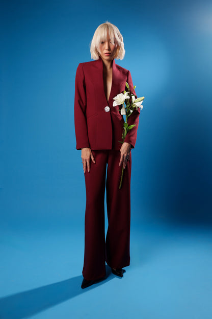 Single Breasted Blazer with Stand-up Neckline