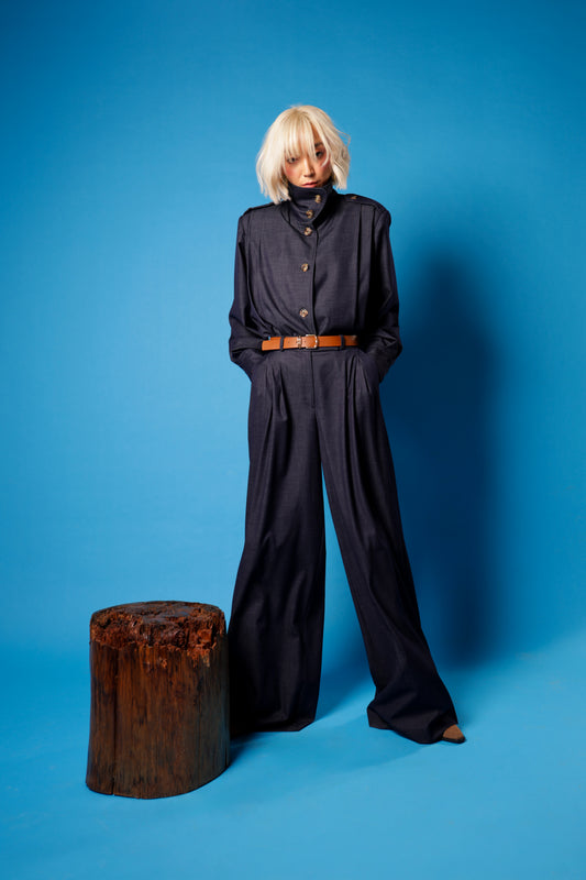 Pleated Jacket With Shoulder Tabs