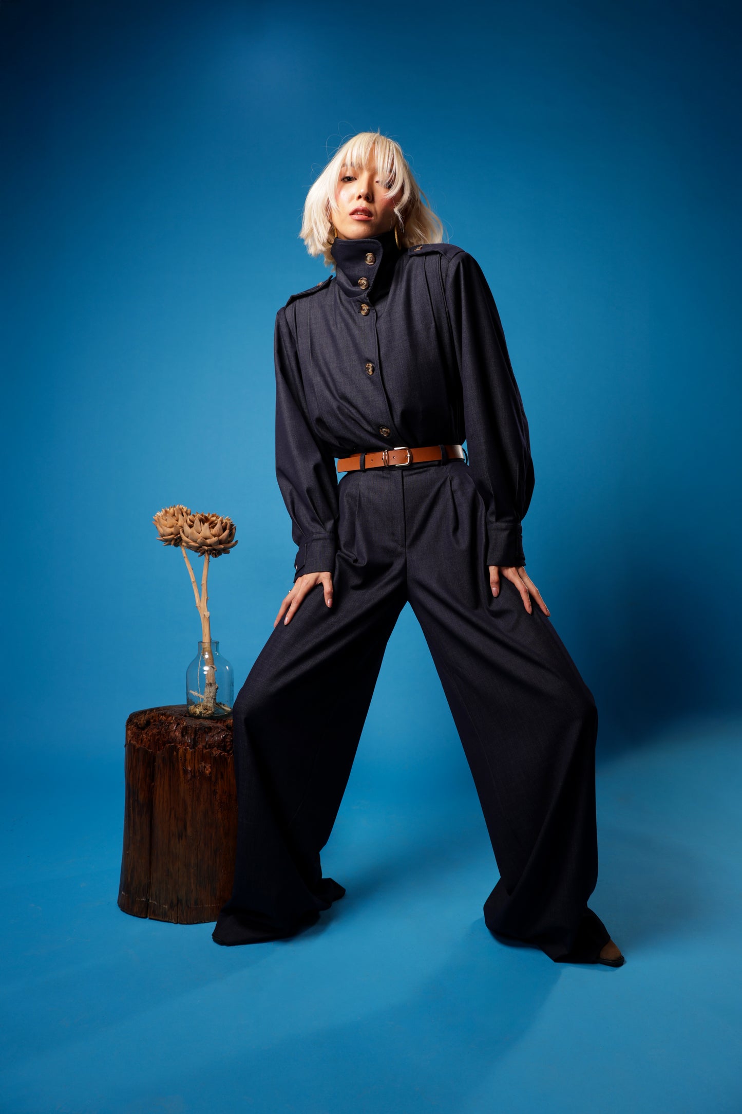 Pleated Jacket With Shoulder Tabs