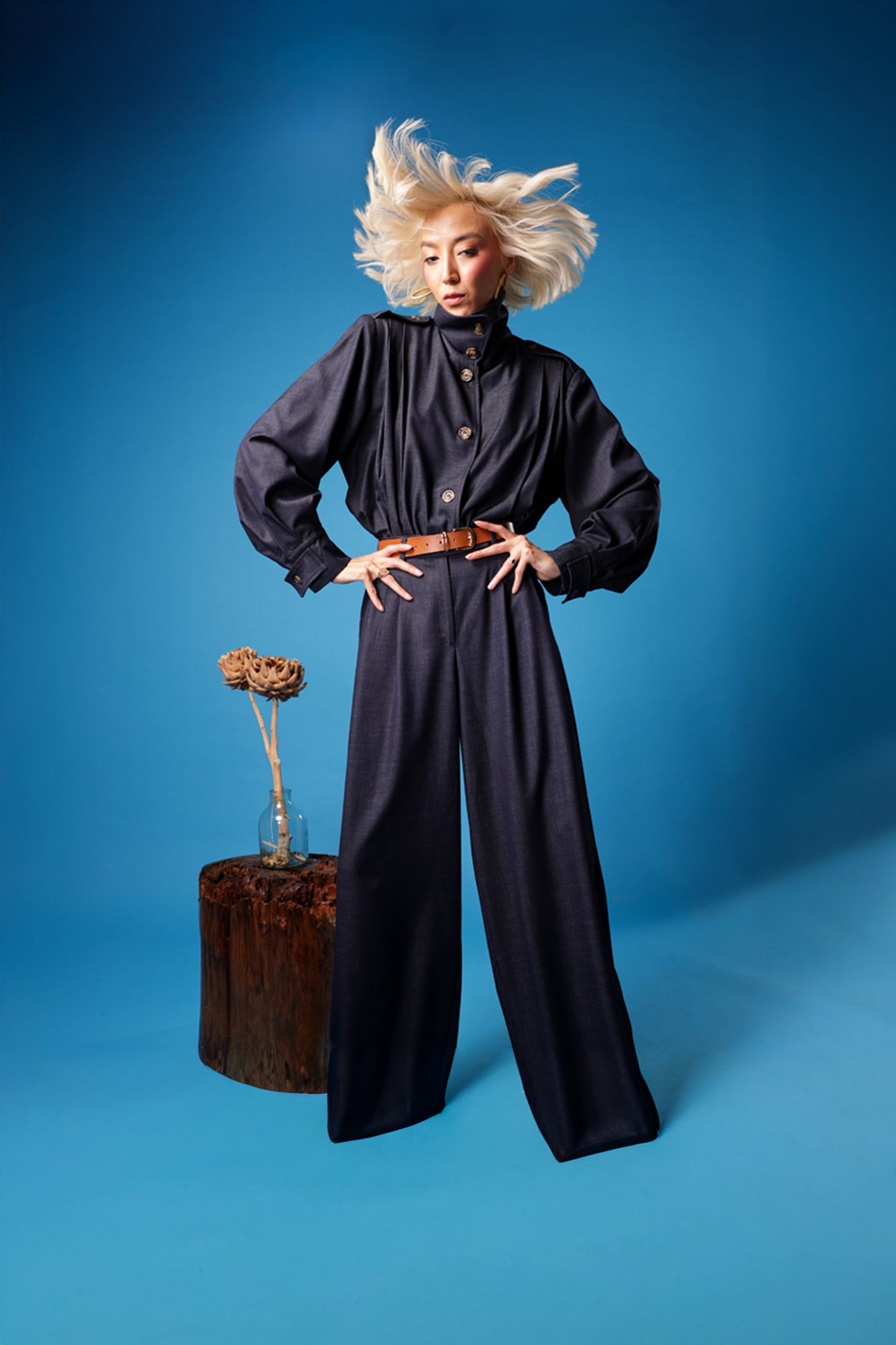 Pleated Jacket With Shoulder Tabs