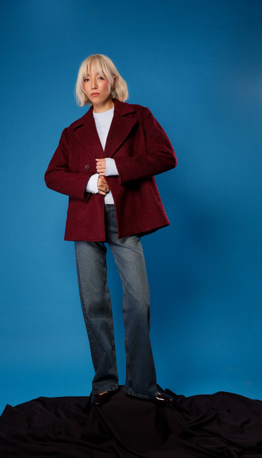 Double Breasted Coat With Slanted Pockets