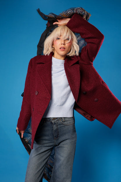 Double Breasted Coat With Slanted Pockets