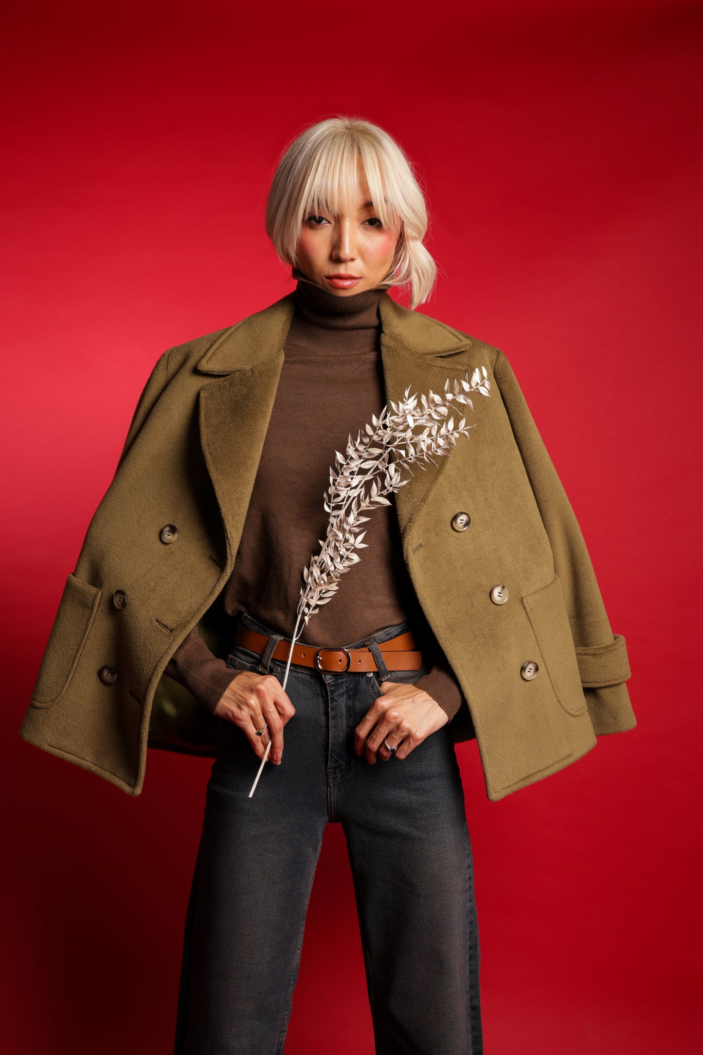 Double Breasted Coat With Patch Pockets