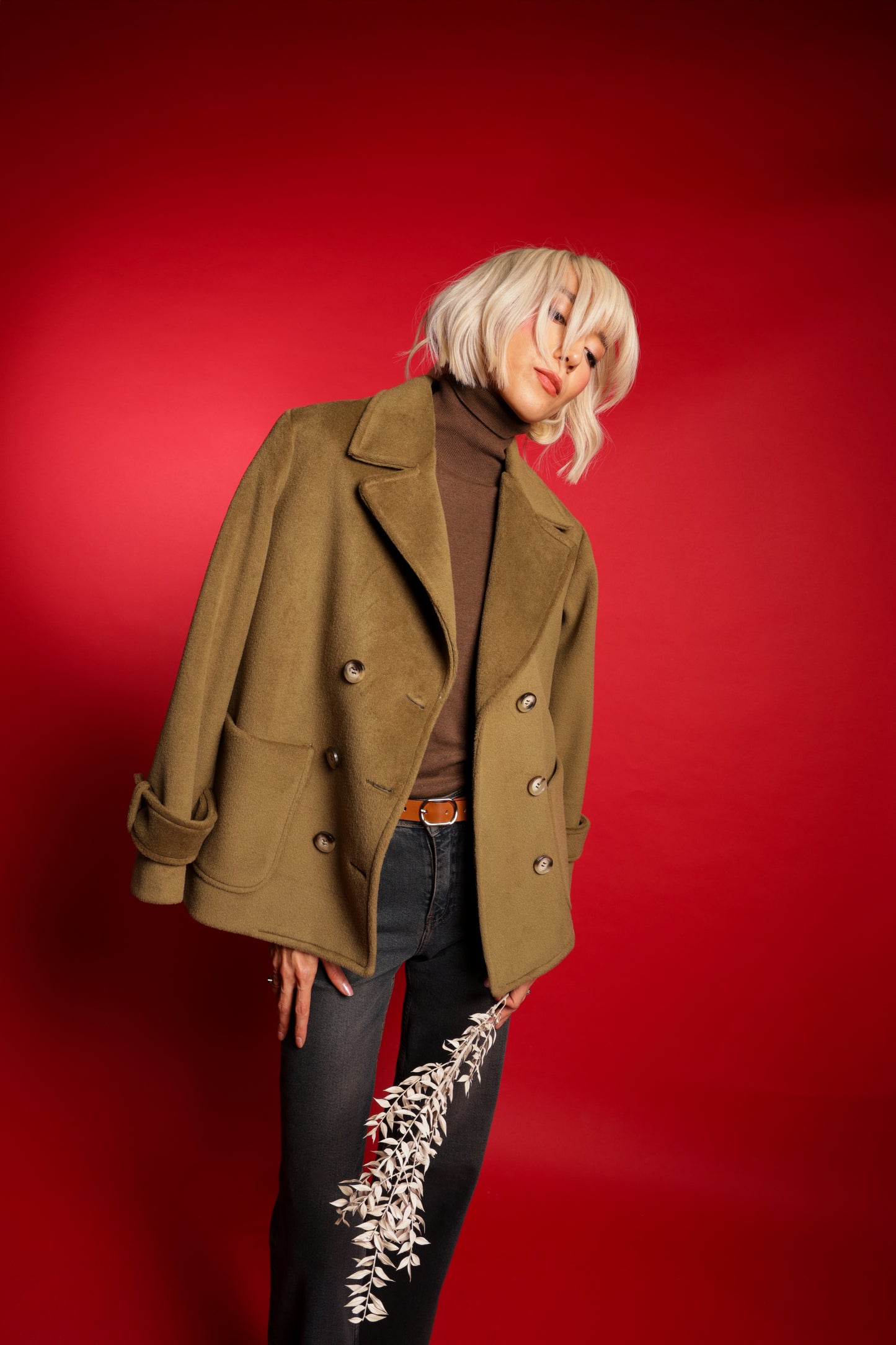 Double Breasted Coat With Patch Pockets