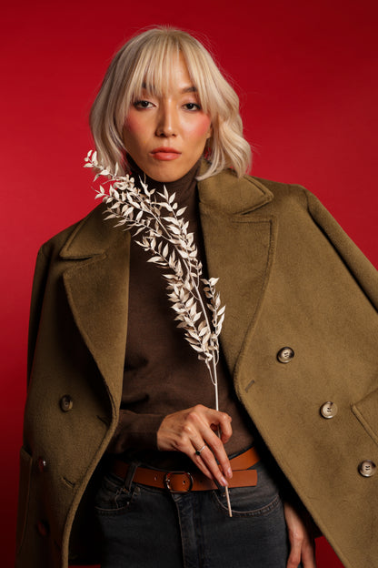 Double Breasted Coat With Patch Pockets