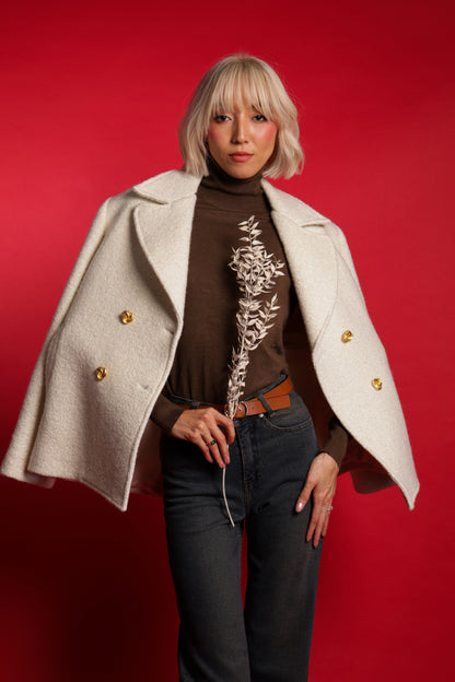 Double Breasted Coat With Slanted Pockets