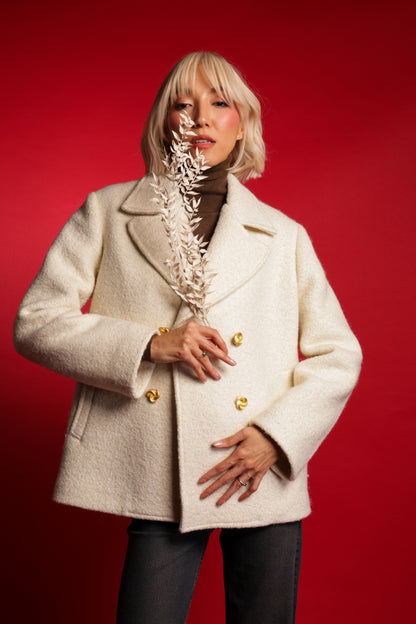 Double Breasted Coat With Slanted Pockets