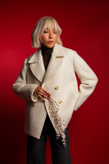 Double Breasted Coat With Slanted Pockets