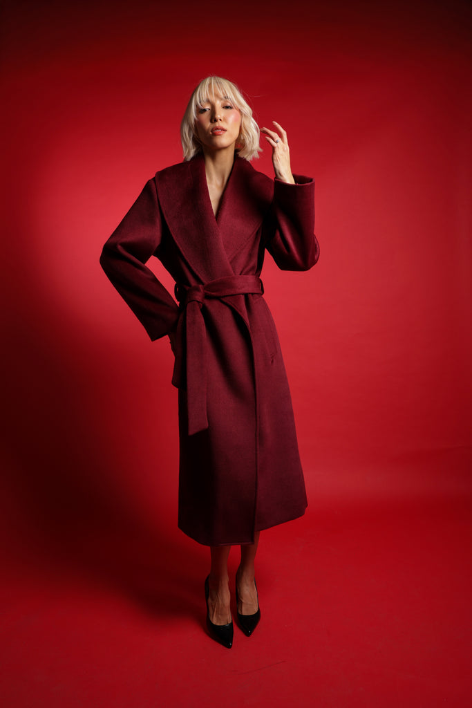 One Sized Belted Coat With Shawl Lapel