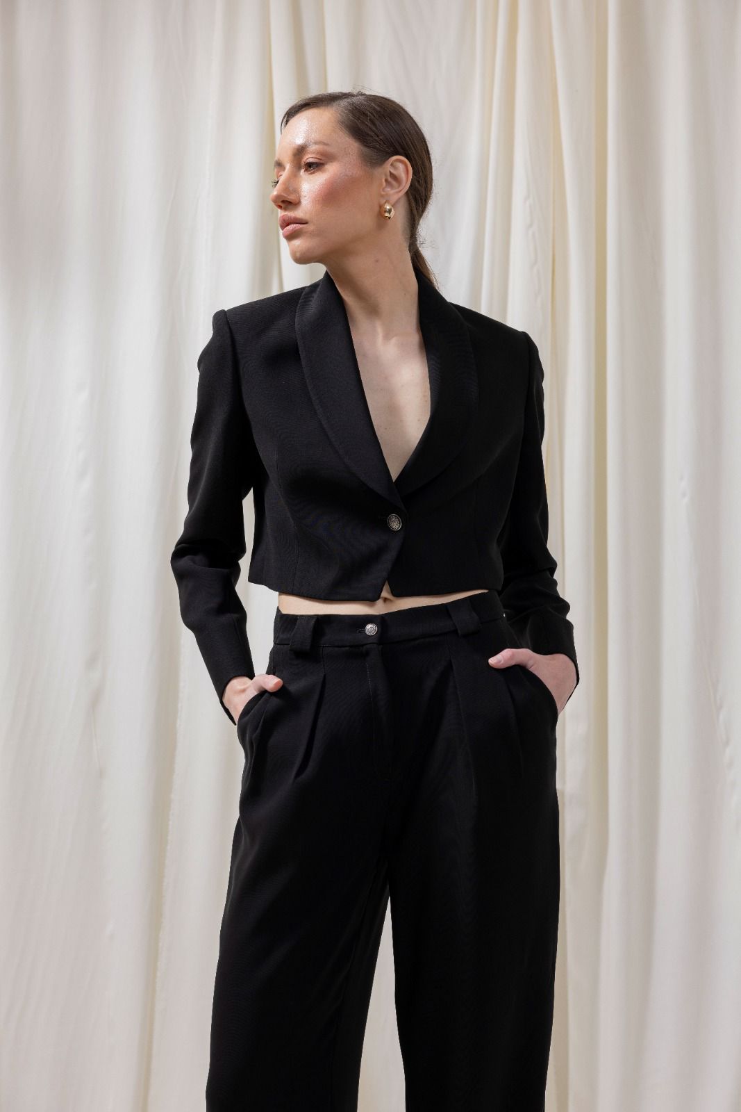 Cropped Double Breasted Blazer