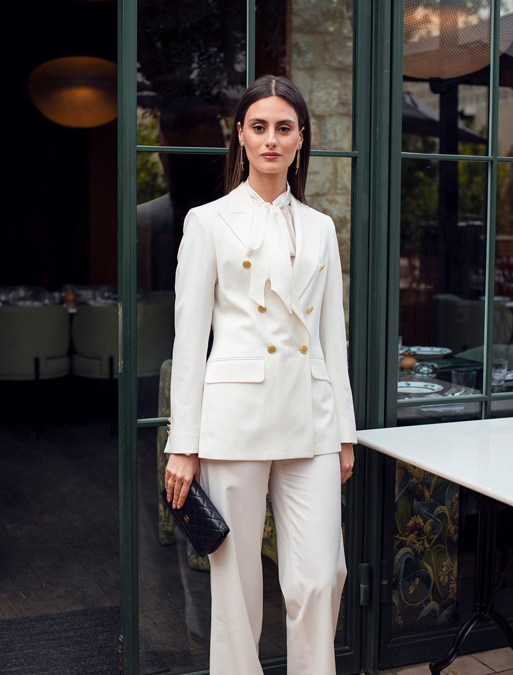 Double Breasted Blazer With Front Flaps