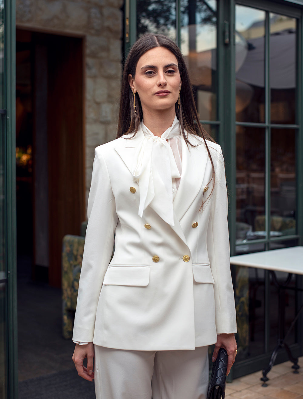 Double Breasted Blazer With Front Flaps