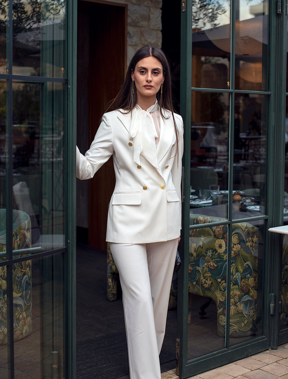 Double Breasted Blazer With Front Flaps