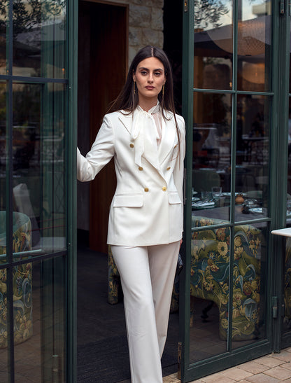 Double Breasted Blazer With Front Flaps