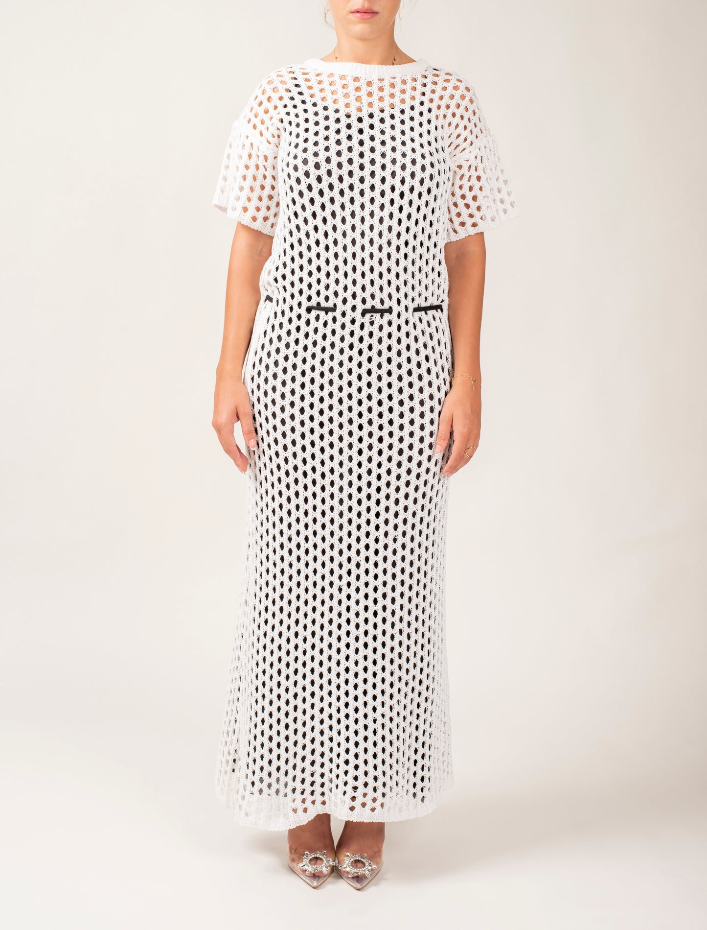 Half Sleeves Long Crochet Dress