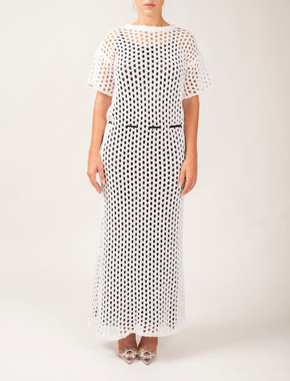 Half Sleeves Long Crochet Dress