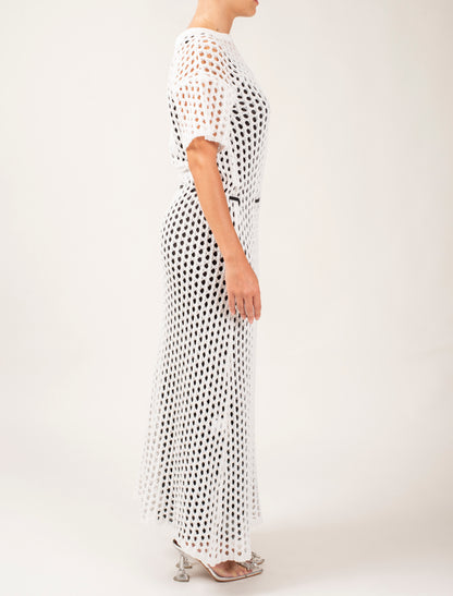 Half Sleeves Long Crochet Dress