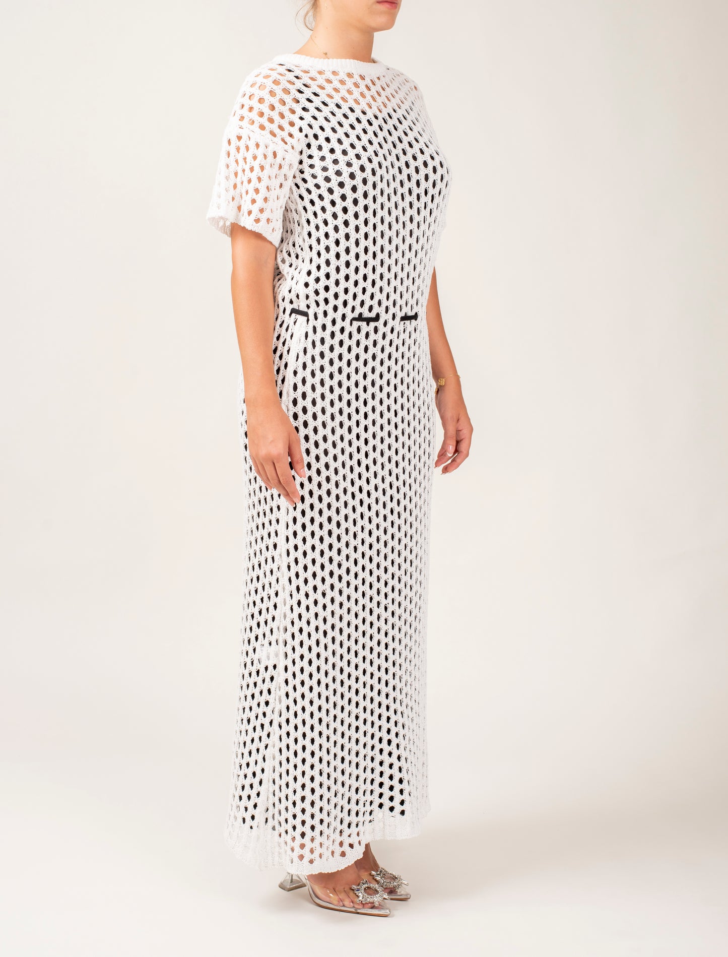 Half Sleeves Long Crochet Dress