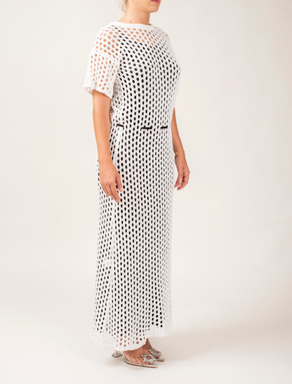 Half Sleeves Long Crochet Dress