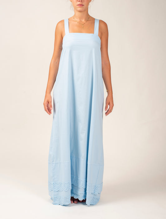 Embroidered Long Dress With Wide Straps