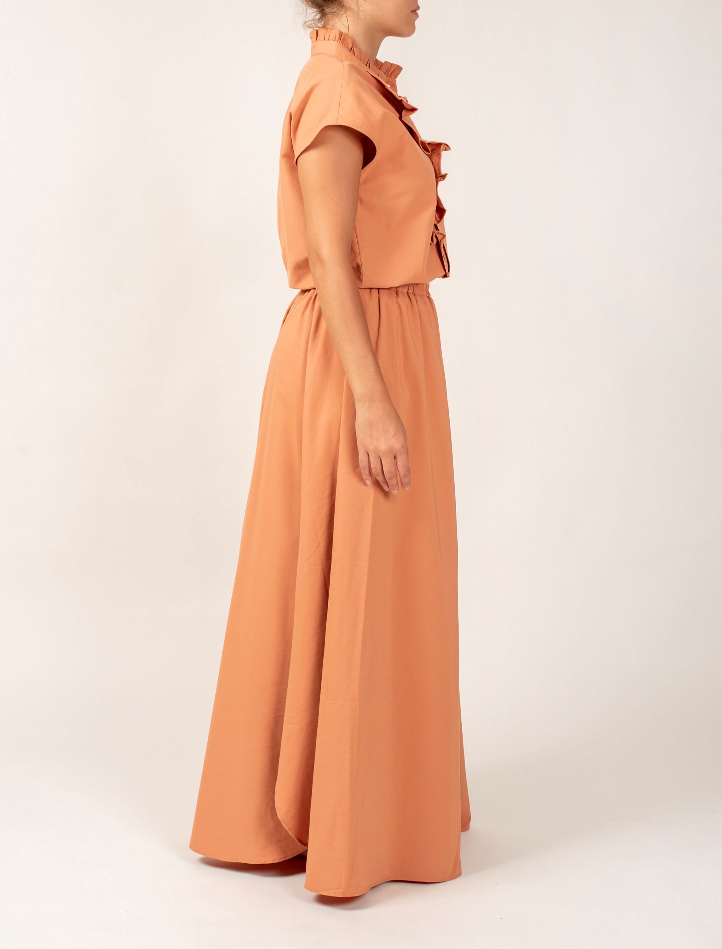 Long Poplin Skirt With Elastic Waist Band