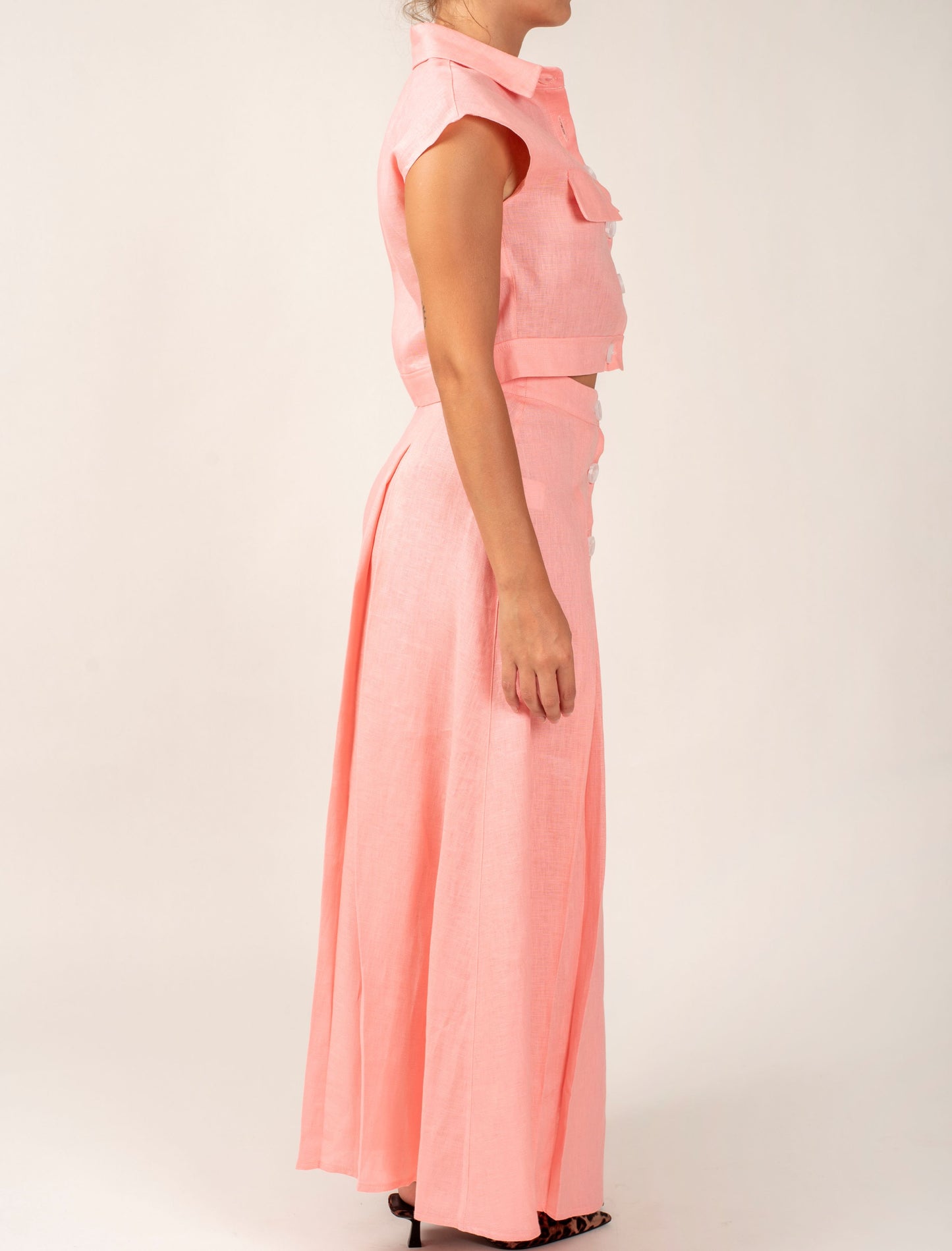 Long Skirt With Front Buttons Linen