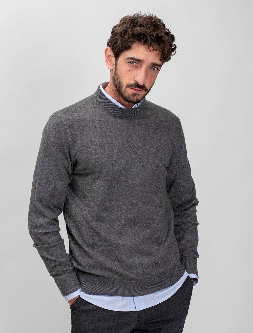 Men Wool Blend Round Neck