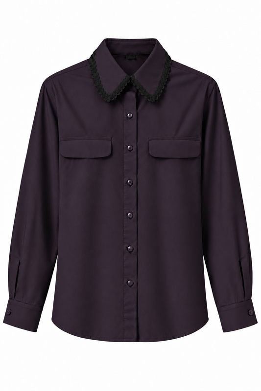 Cotton Shirt With a Contrast Collar Detail