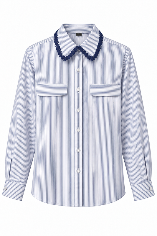 Cotton Shirt With a Contrast Collar Detail