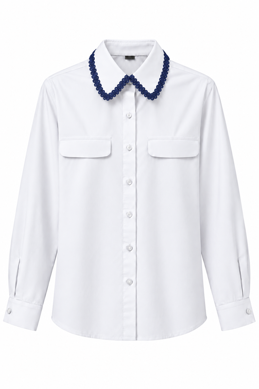 Cotton Shirt With a Contrast Collar Detail