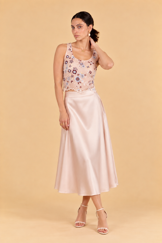 Flared Skirt With Elongated Cuts