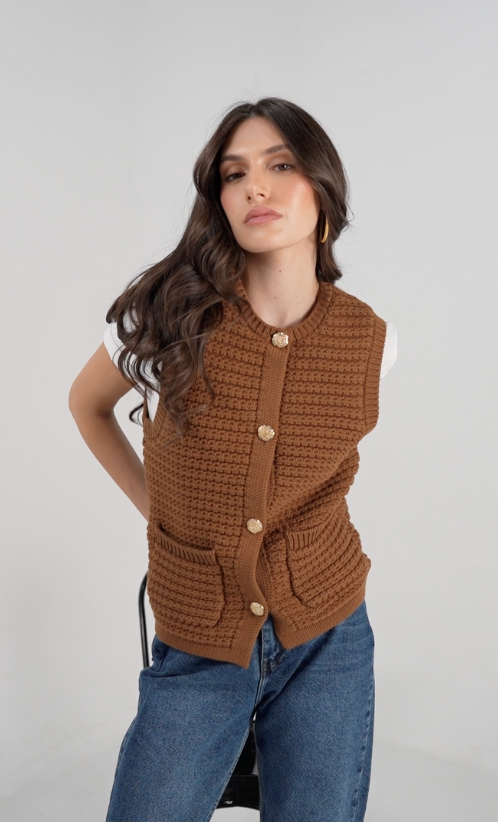 Knit Vest With Gold Buttons