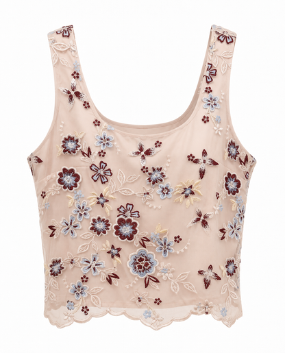 Sleeveless Floral Lace Top
