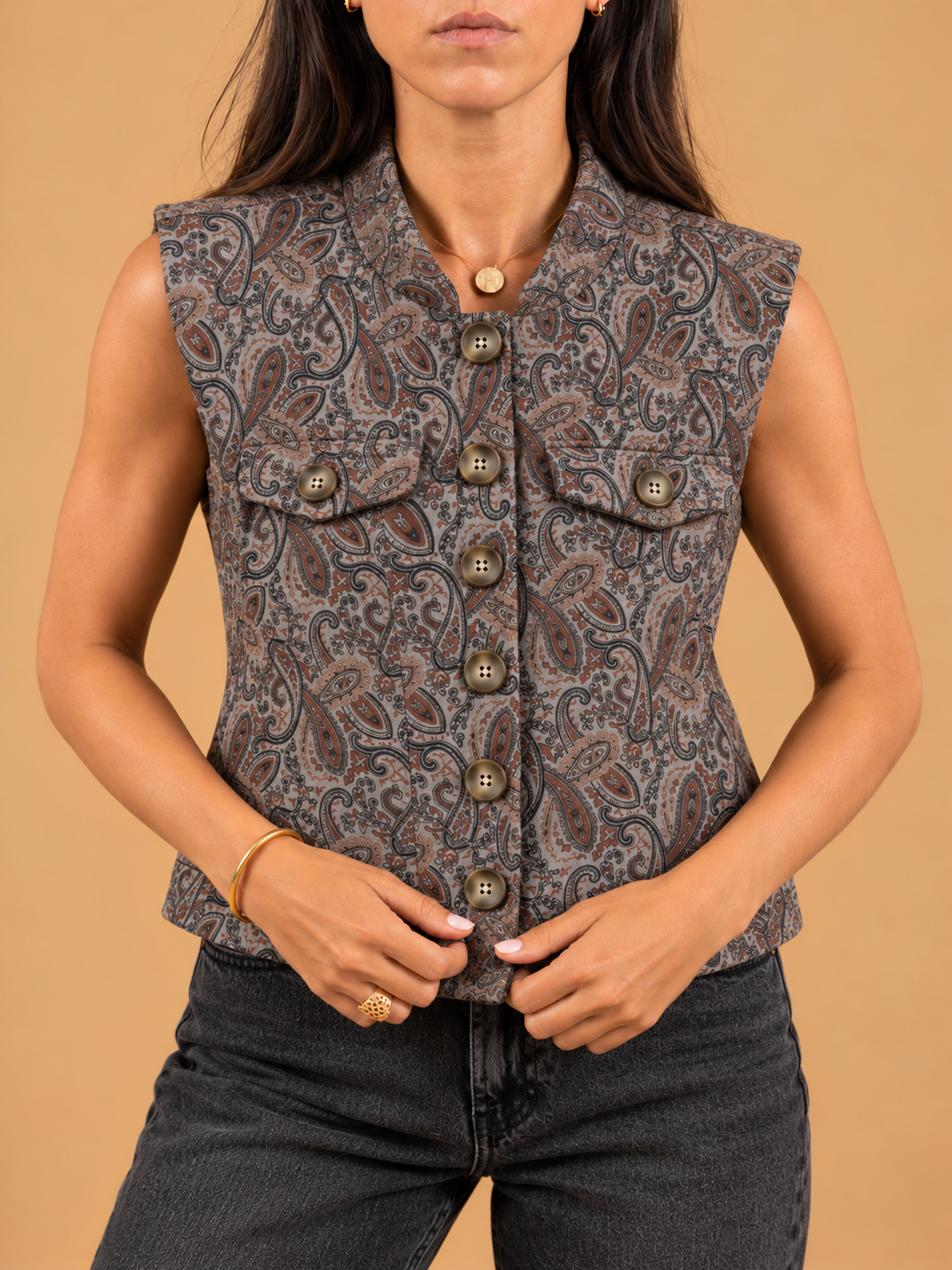 Sleeveless Boxy Waistcoat