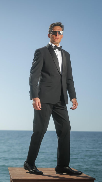 Blazer Suit Col Shawl Stretch Wool Tuxedo