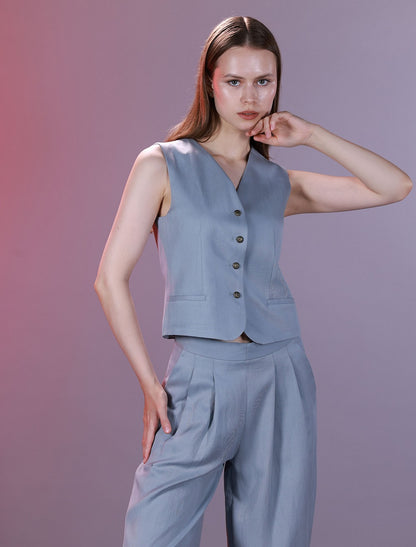 Waistcoat Featuring 4 Front Buttons and Back Belt