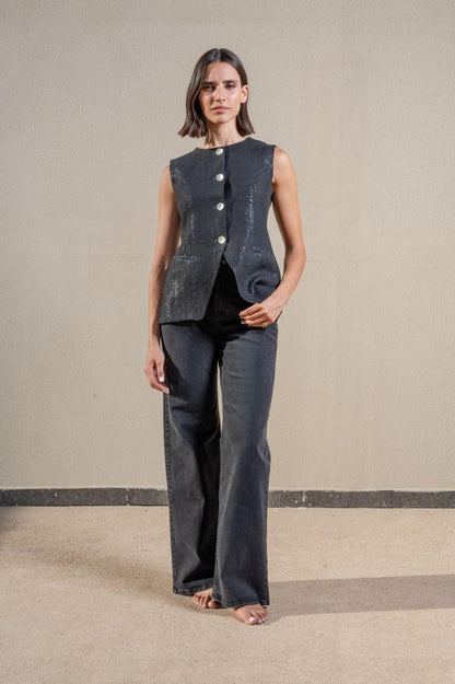 Round Neck Long Waistcoat