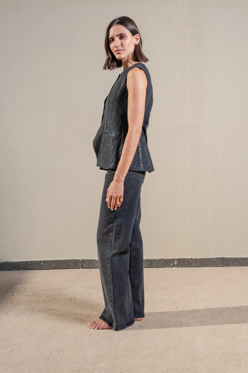 Round Neck Long Waistcoat
