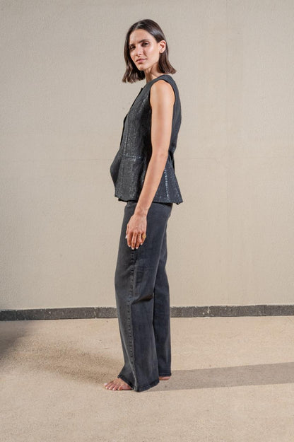 Round Neck Long Waistcoat