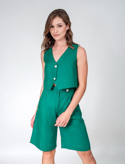 Women Bermuda With Pleats
