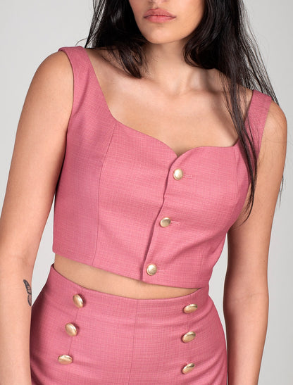 Women Crop Top With 3 Front Buttons