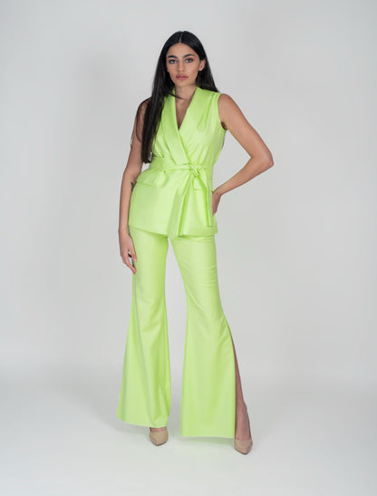 Women Trousers High Waist Flared With Side Slit