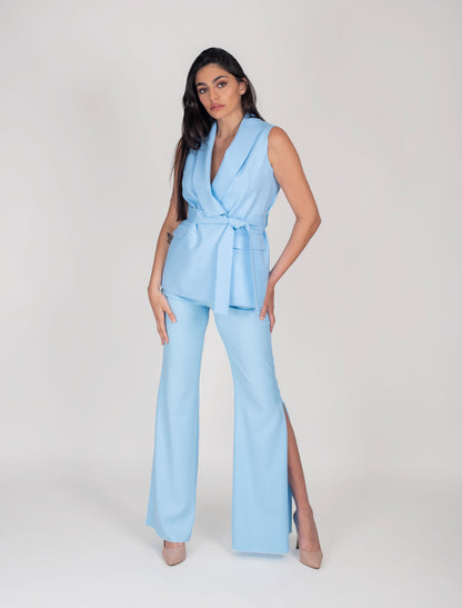 Women Trousers High Waist Flared With Side Slit